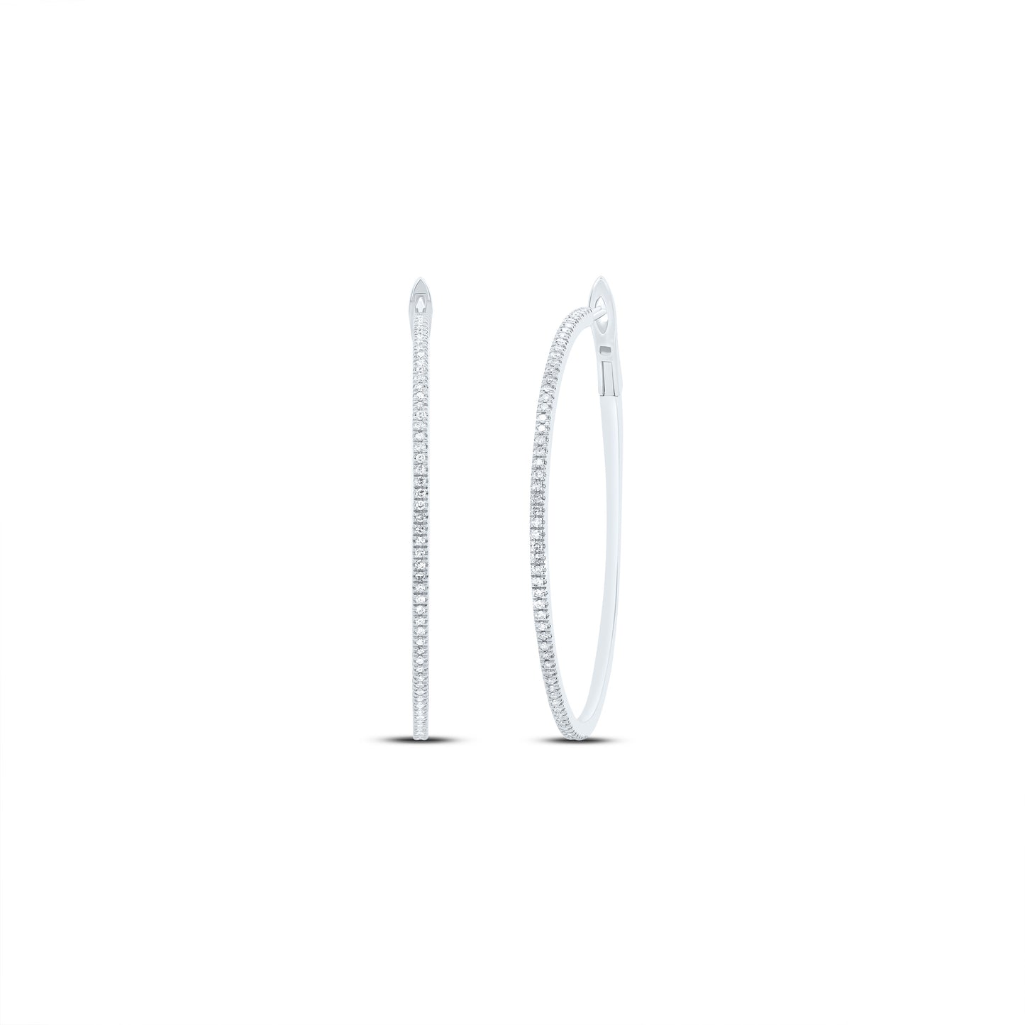 10kt White Gold 1/2 Cttw Diamond Fashion Hoop Earring