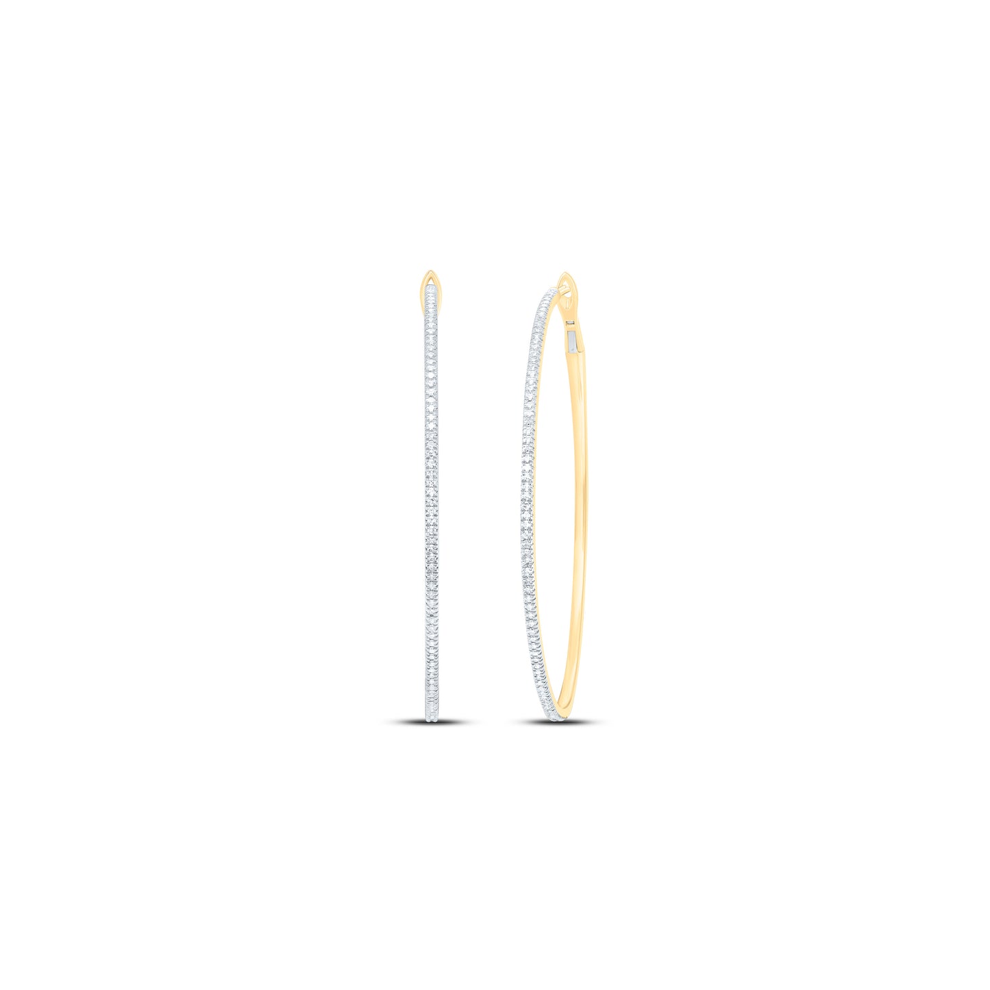 10kt Yellow Gold 1/2 Cttw Diamond Fashion Hoop Earring