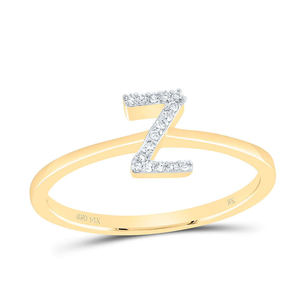 14kt Yellow Gold Diamond Initial Wedding Engagement Anniversary Ring