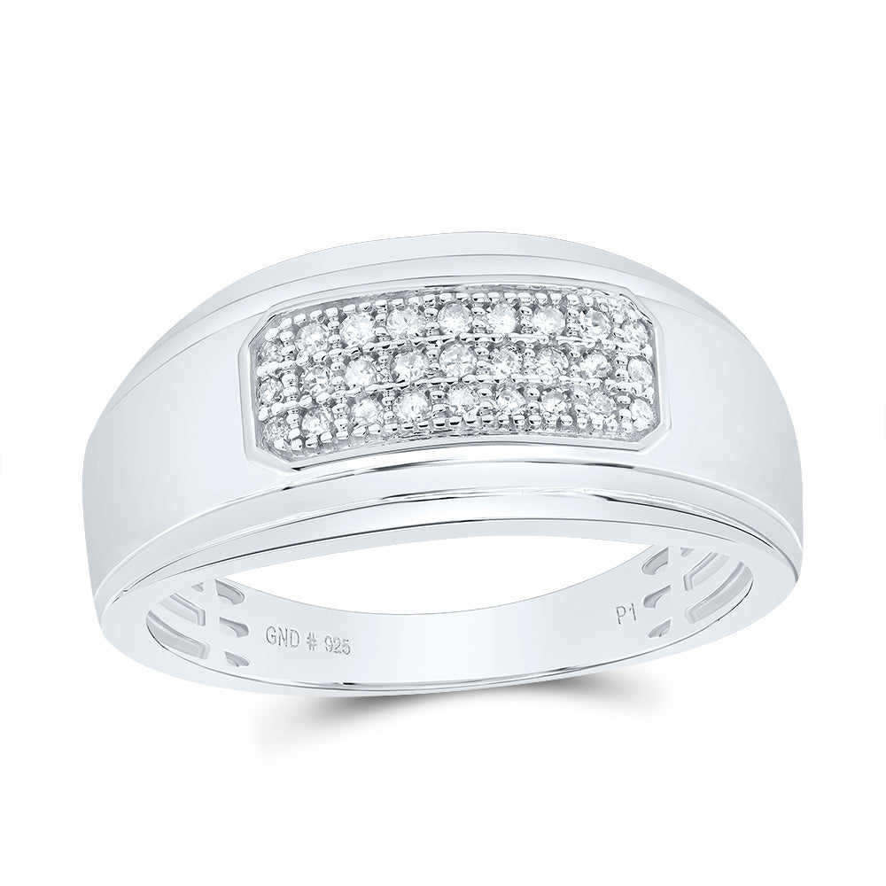 Sterling Silver 1/5 Cttw Diamond Men's Band, Men Size: 8-12