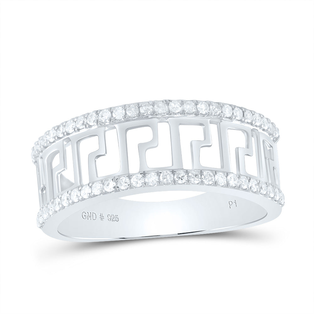 Sterling Silver White-Tone 3/8 Ctw Diamond Men's Band, Mens Size: 8-12