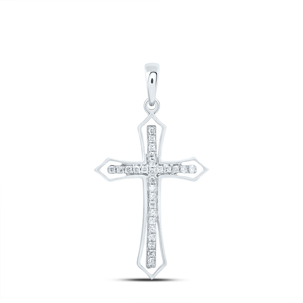 Sterling Silver 1/5 Cttw Diamond Cross Pendant