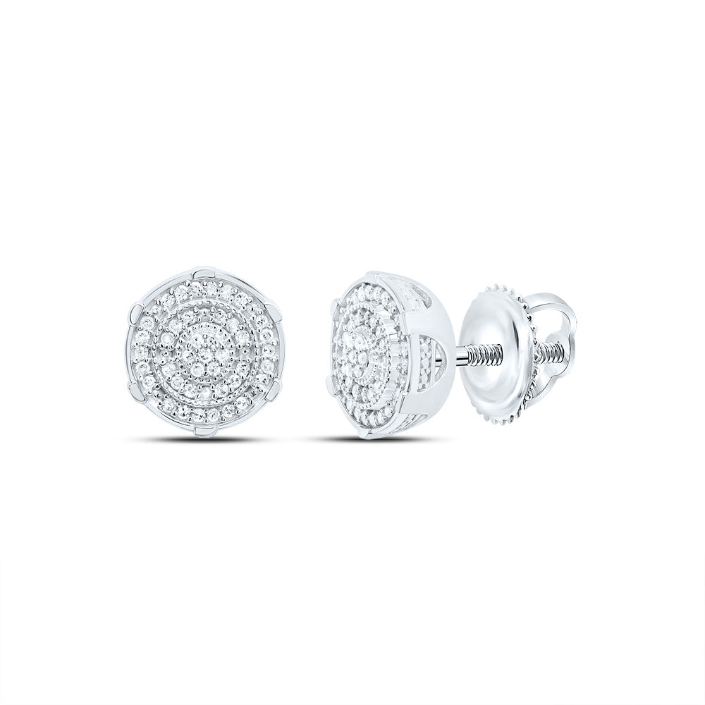 Sterling Silver 1/4 Cttw Diamond Round Men's Stud Earring
