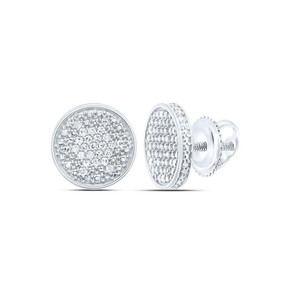 Sterling Silver 1/4 Cttw Diamond Round Men's Stud Earring
