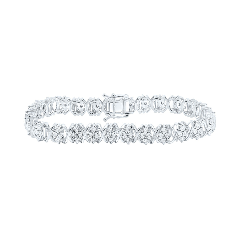 Sterling Silver 1/3 Cttw Diamond 7.60mm Ladies Bracelet, Length: 7 Inch