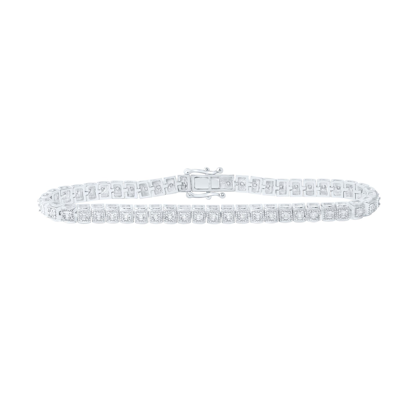 Sterling Silver 1/6 Cttw Diamond 4.80mm Ladies Bracelet, Length: 7 Inch