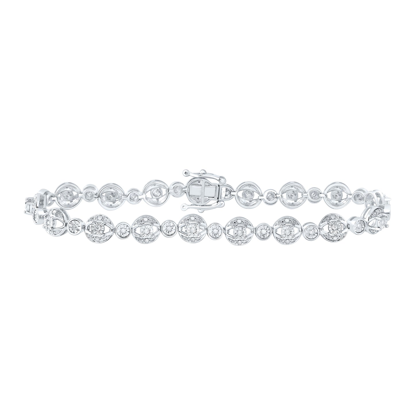 Sterling Silver 1/3 Cttw Diamond 6.80mm Ladies Bracelet, Length: 7 Inch