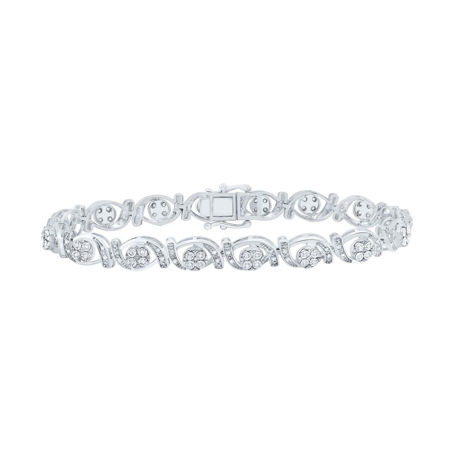 Sterling Silver 3/8 Cttw Diamond 7mm Ladies Bracelet, Length: 7 Inch