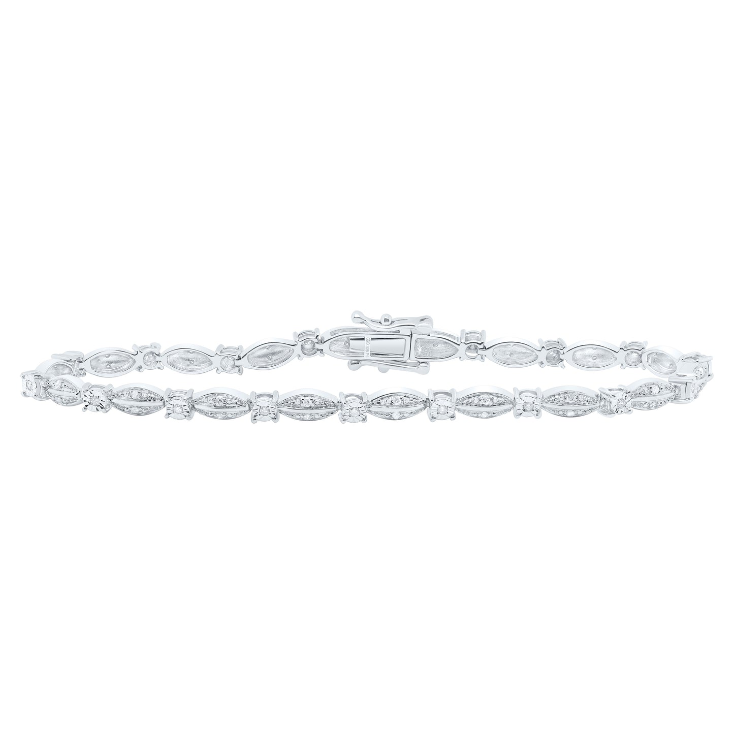 Sterling Silver 1/3 Cttw Diamond 3.90mm Ladies Bracelet, Length: 7 Inch