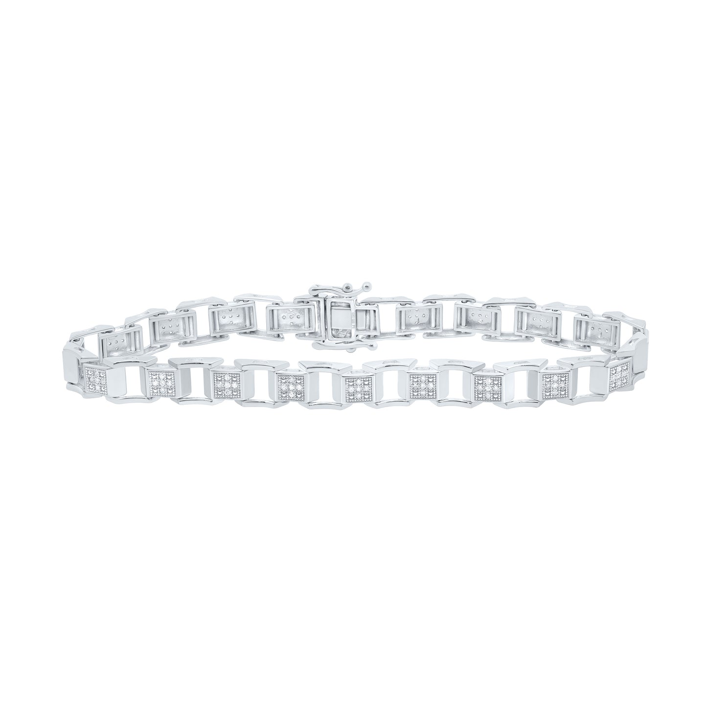 Sterling Silver 3/8 Cttw Diamond 5.40mm Men's Bracelet, Length: 8 Inch