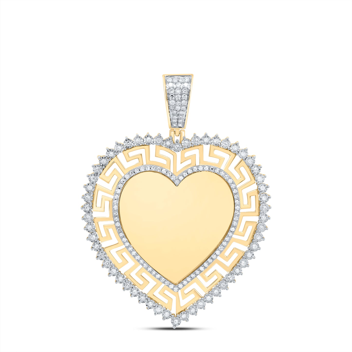 10kt Yellow Gold 1/2 Cttw Natural Diamond Memory Heart Men's Charm