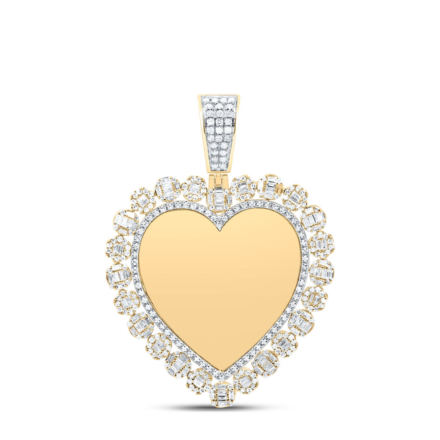 10kt Yellow Gold 1 1/3 Cttw Natural Diamond Memory Heart Men's Charm
