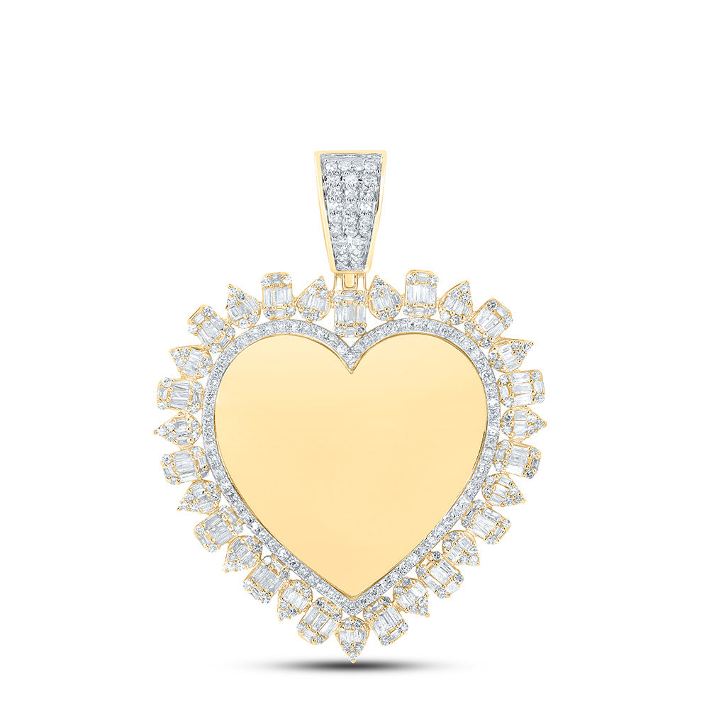 10kt Yellow Gold 1 1/3 Cttw Natural Diamond Memory Heart Men's Charm