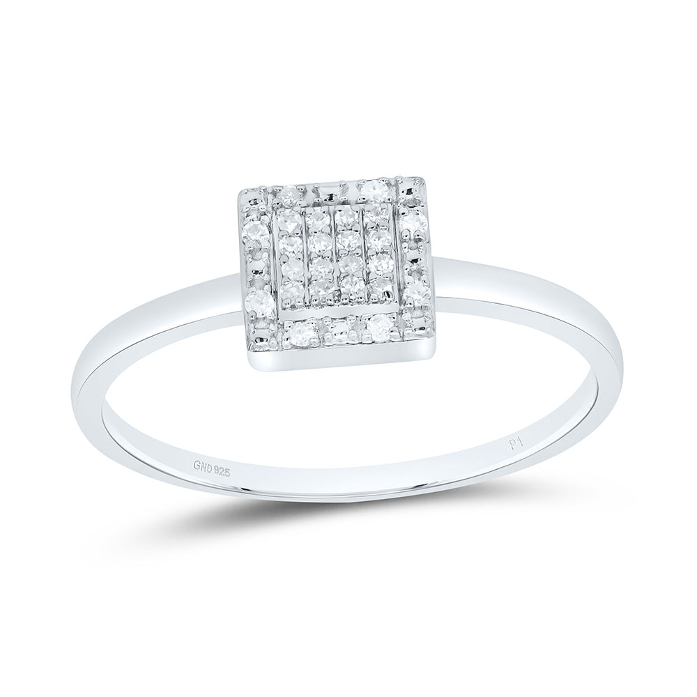 Sterling Silver 1/12 Cttw Diamond Square Wedding Engagement Anniversary Ring, Women Size: 5-9
