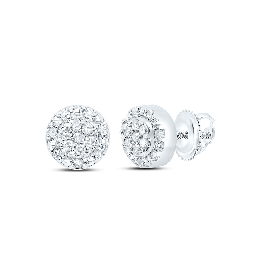 Sterling Silver 1/10 Cttw Diamond Round Stud Earring