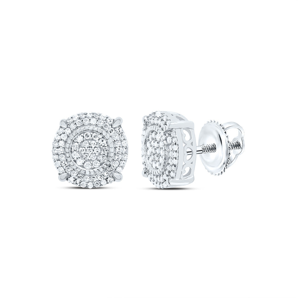 Sterling Silver 1/3 Cttw Diamond Round Stud Earring