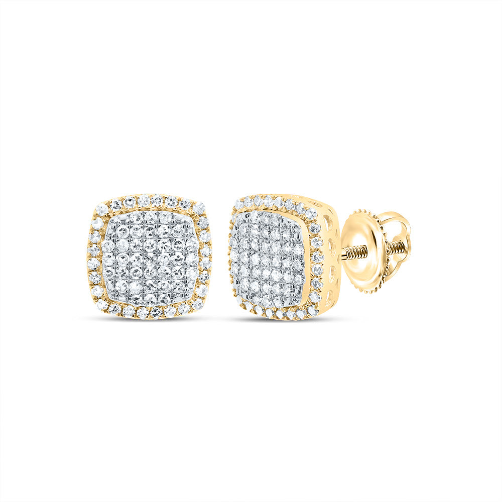 10kt Yellow Gold 1/2 Cttw Diamond Fashion Cushion Stud Earring