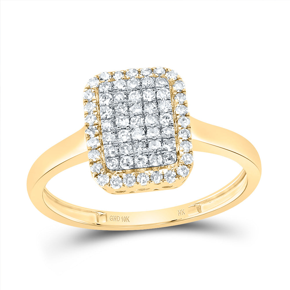 10kt Yellow Gold 1/3 Cttw Diamond Fashion Emerald Wedding Engagement Anniversary Ring, Women Size: 5-9