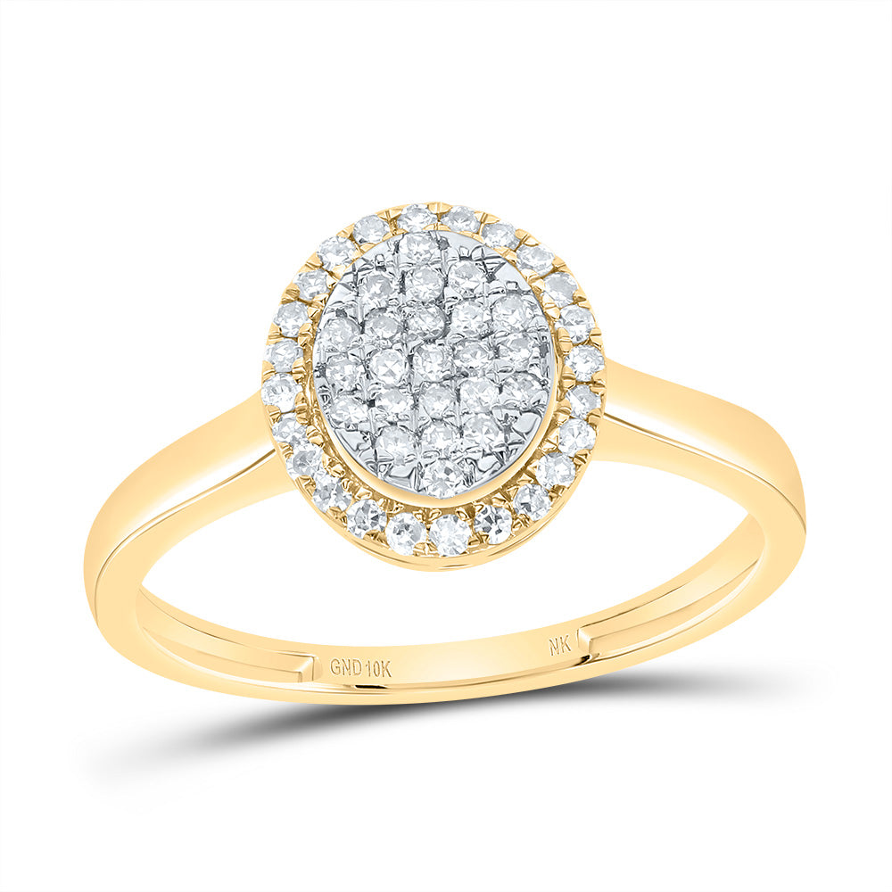 10kt Yellow Gold 1/4 Cttw Diamond Fashion Oval Wedding Engagement Anniversary Ring, Women Size: 5-9