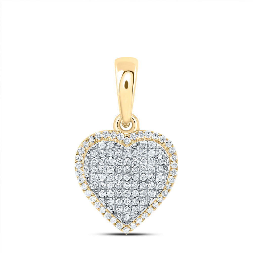 10kt Yellow Gold 3/8 Cttw Natural Diamond Fashion Heart Pendant