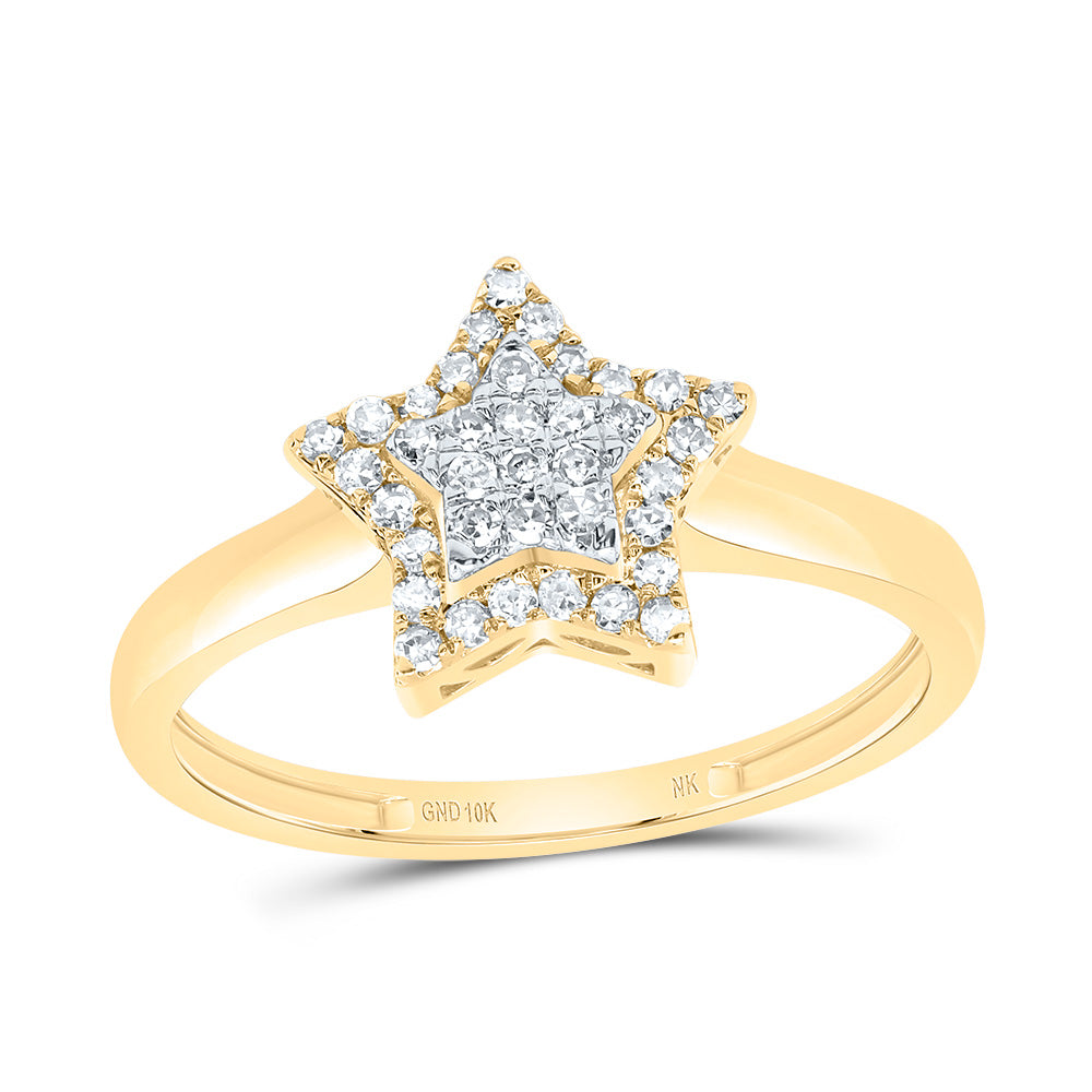 10kt Yellow Gold 1/5 Cttw Diamond Fashion Star Wedding Engagement Anniversary Ring, Women Size: 5-9