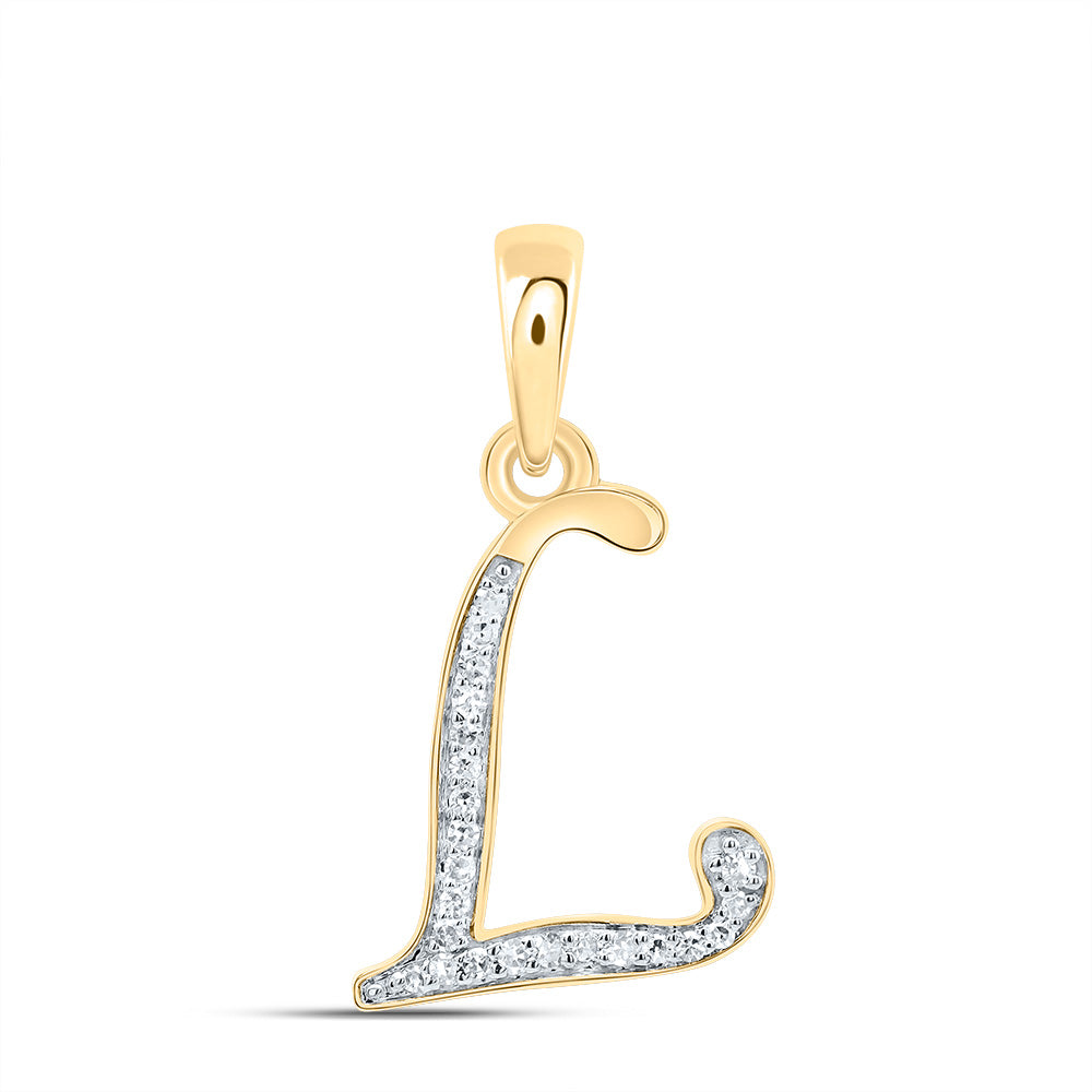 10kt Yellow Or White Gold Diamond Initial Pendant