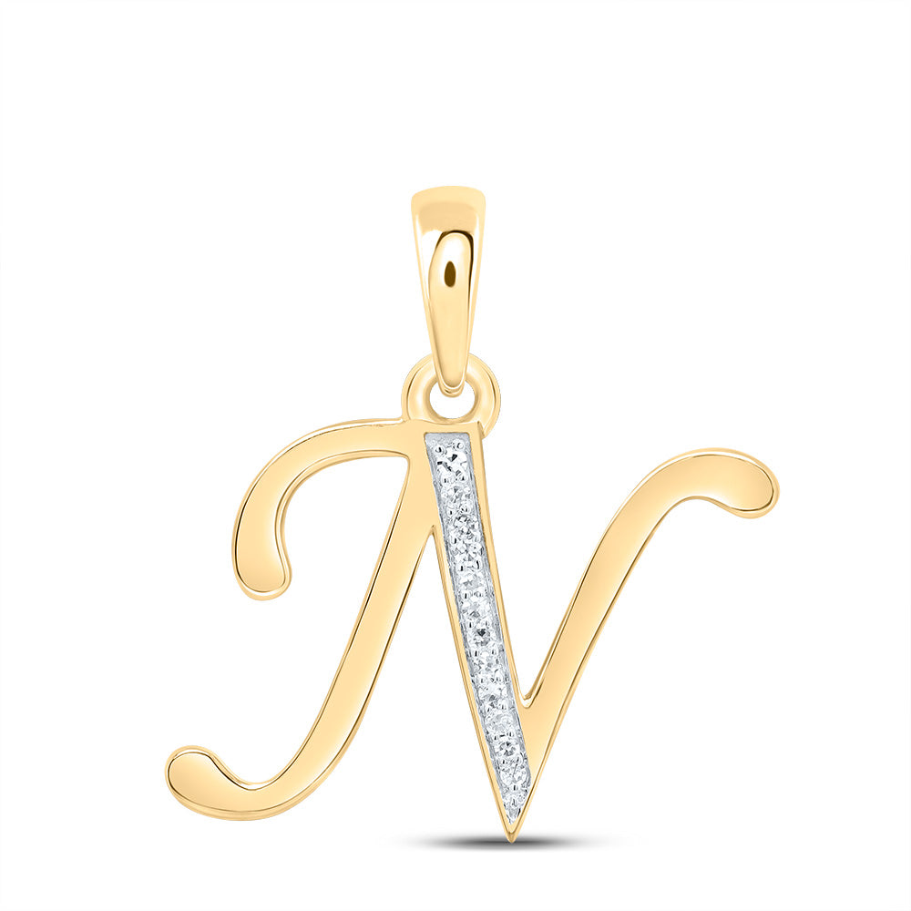 10kt Yellow Or White Gold Diamond Initial Pendant