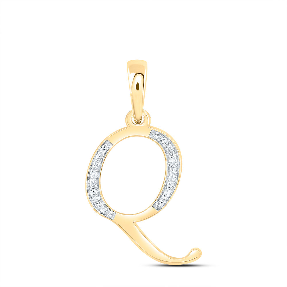 10kt Yellow Or White Gold Diamond Initial Pendant