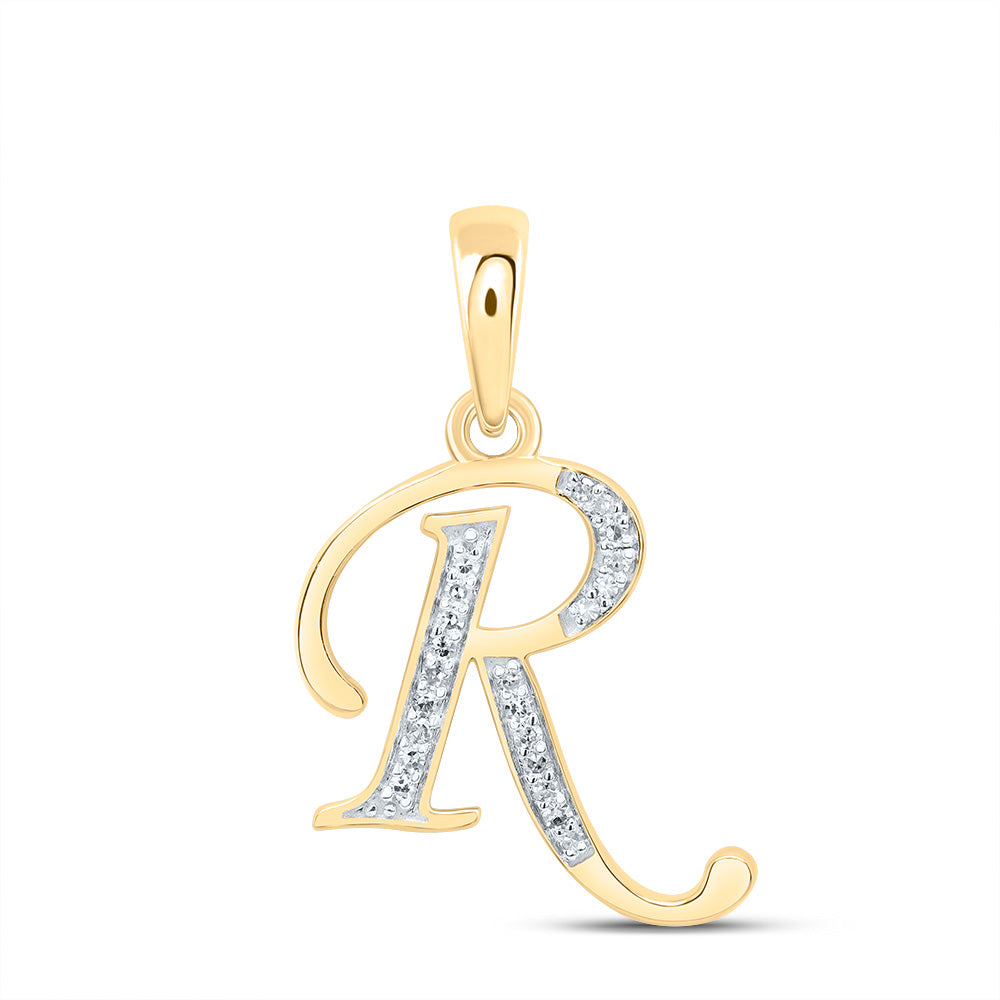 10kt Yellow Or White Gold Diamond Initial Pendant