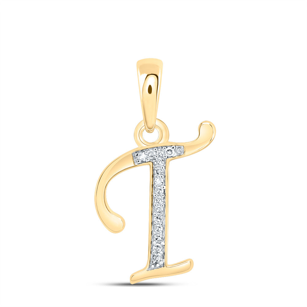 10kt Yellow Or White Gold Diamond Initial Pendant
