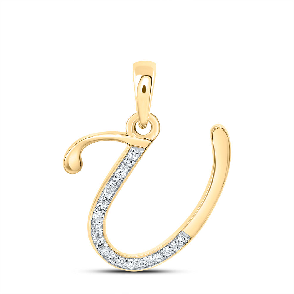 10kt Yellow Or White Gold Diamond Initial Pendant