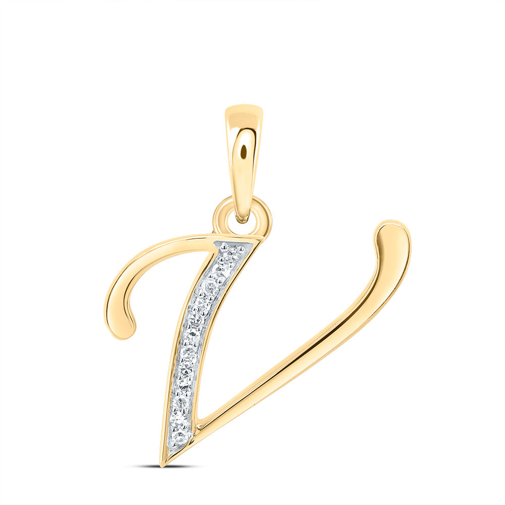 10kt Yellow Or White Gold Diamond Initial Pendant