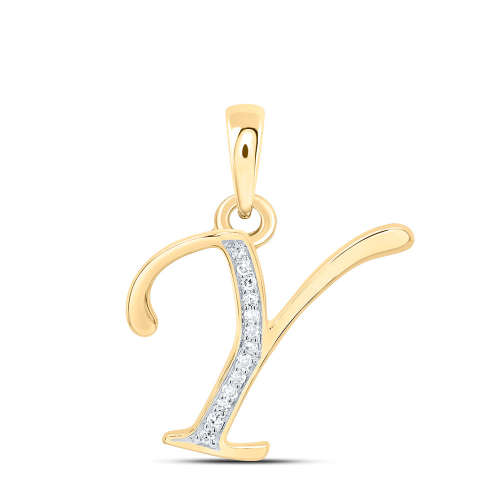 10kt Yellow Or White Gold Diamond Initial Pendant