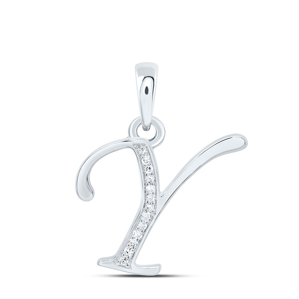 10kt Yellow Or White Gold Diamond Initial Pendant