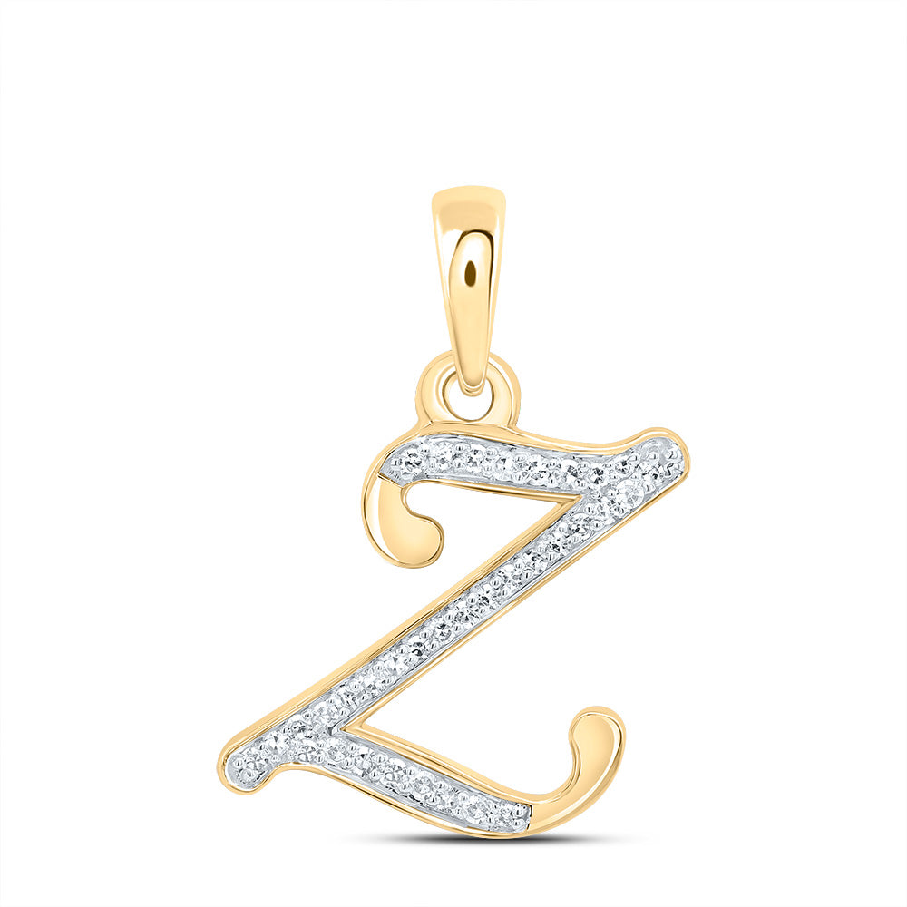 10kt Yellow Or White Gold Diamond Initial Pendant