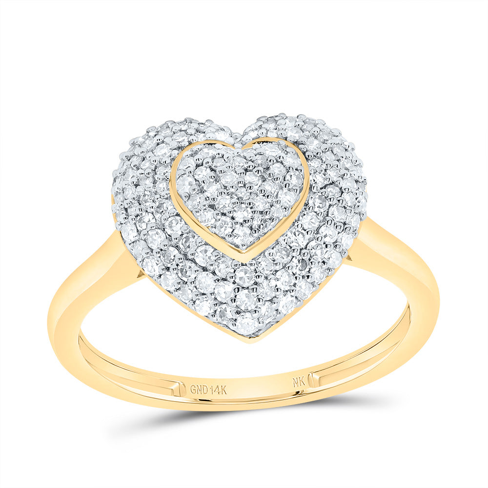 14kt Yellow Gold 1/2 Cttw Natural Diamond Fashion Heart Wedding Engagement Anniversary Ring, Women Size: 5-9