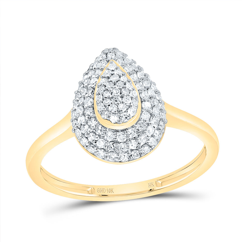 10kt Yellow Gold 3/8 Cttw Diamond Fashion Pear Wedding Engagement Anniversary Ring, Women Size: 5-9