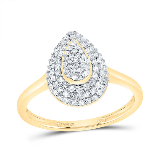 10kt Yellow Gold 3/8 Cttw Diamond Fashion Pear Wedding Engagement Anniversary Ring, Women Size: 5-9