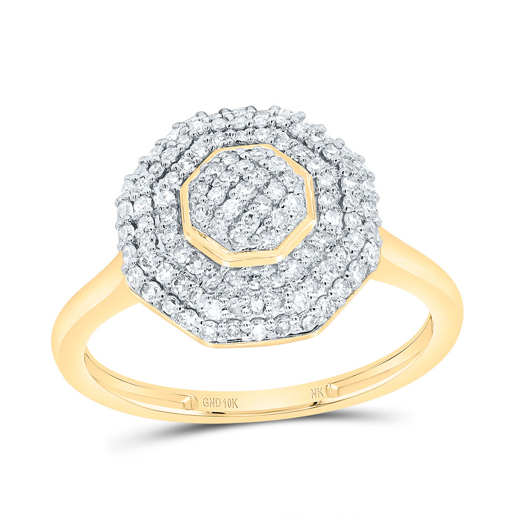 10kt Yellow Gold 1/2 Cttw Diamond Fashion Octagon Wedding Engagement Anniversary Ring, Women Size: 5-9