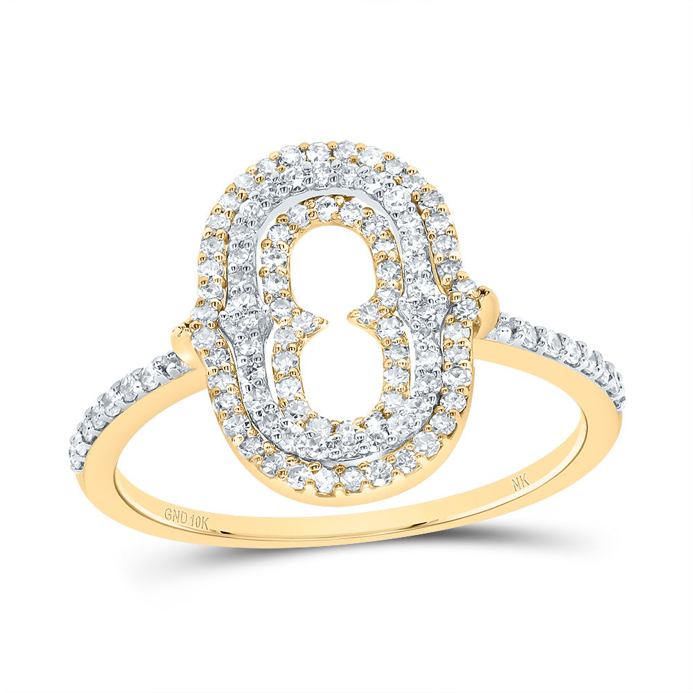 10kt Yellow Gold Diamond Fashion Initial Ladies Wedding Engagement Anniversary Ring