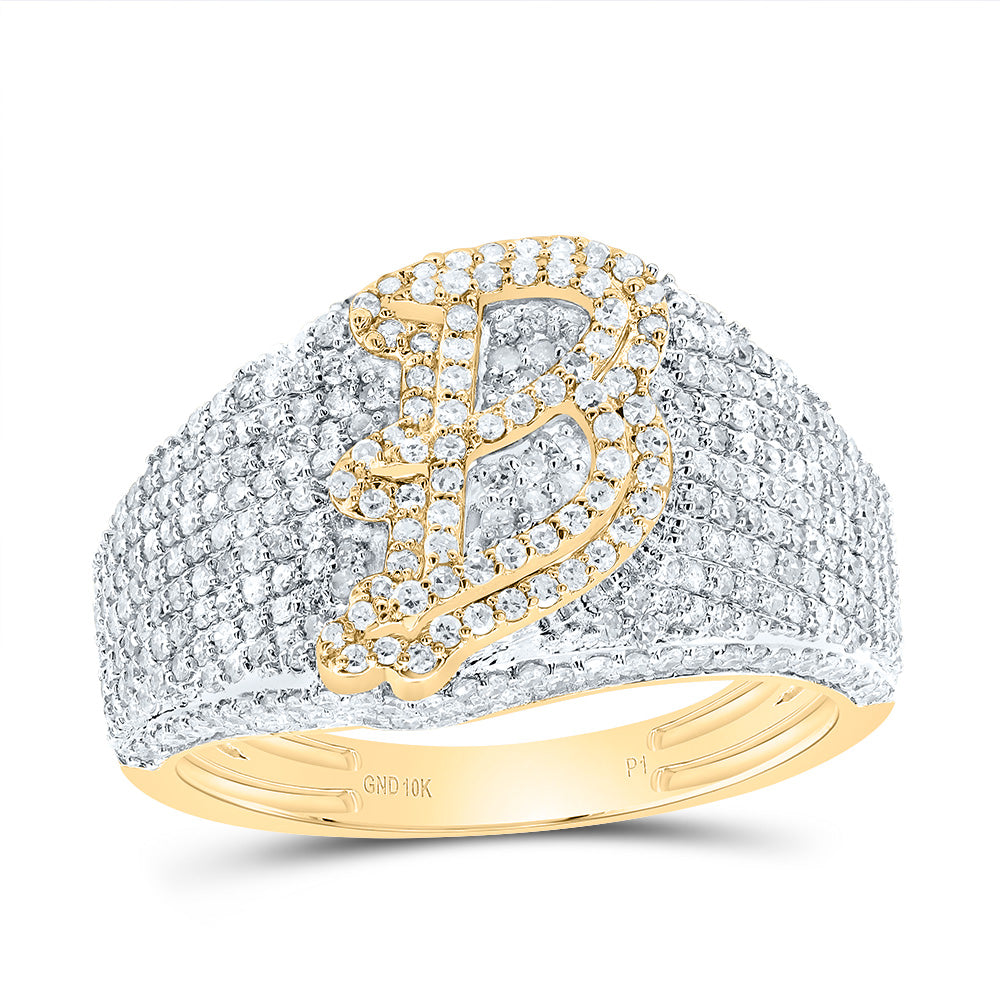 10kt Yellow Gold Diamond Initial Men's Ring