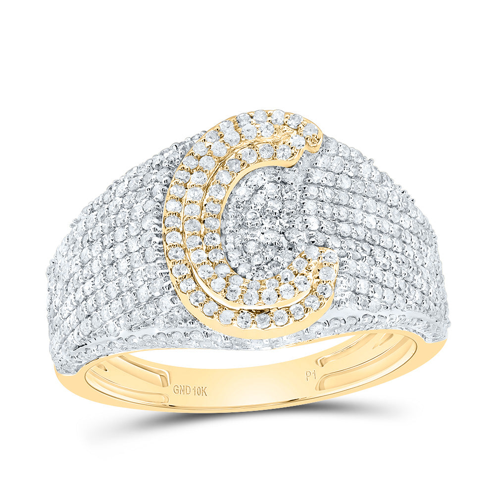 10kt Yellow Gold Diamond Initial Men's Ring