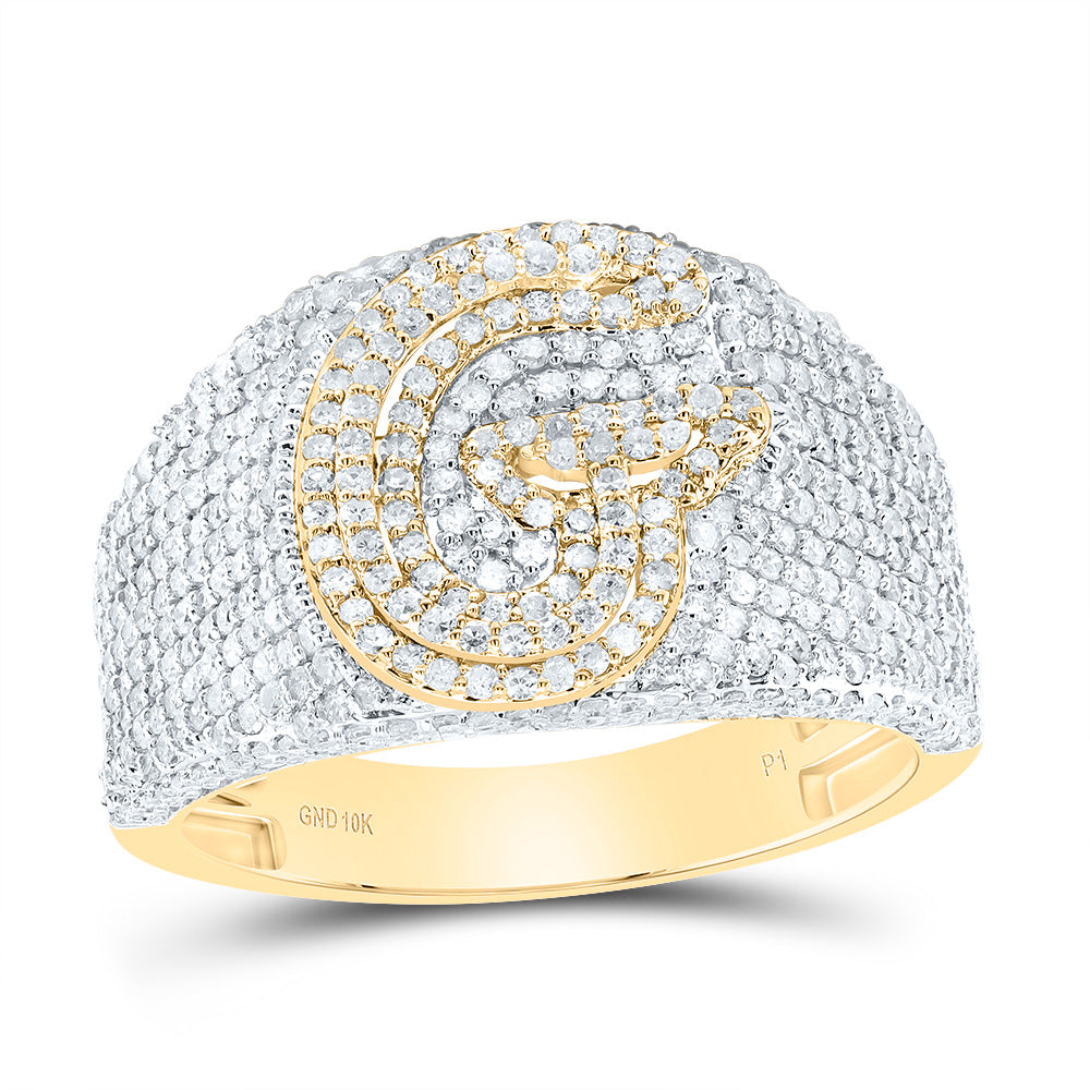 10kt Yellow Gold Diamond Initial Men's Ring