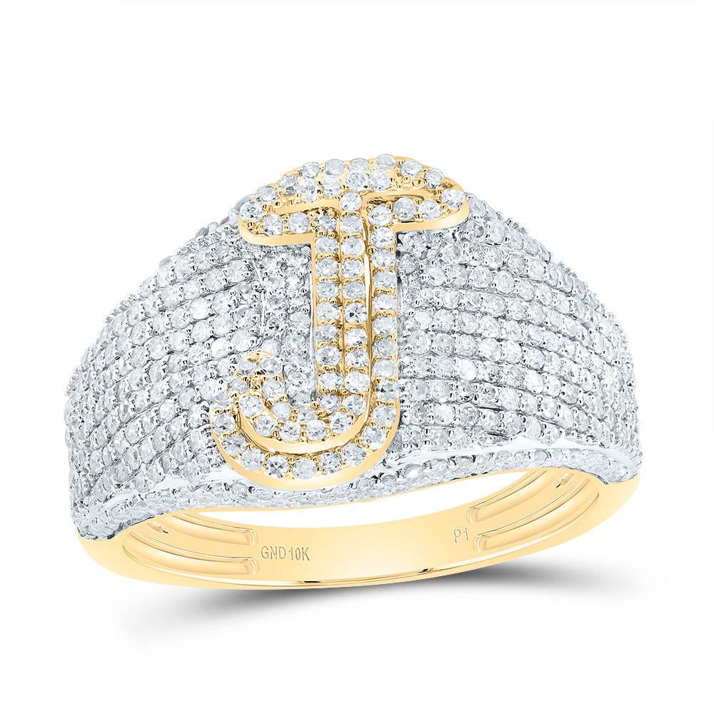10kt Yellow Gold Diamond Initial Men's Ring