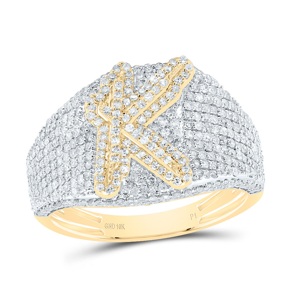 10kt Yellow Gold Diamond Initial Men's Ring
