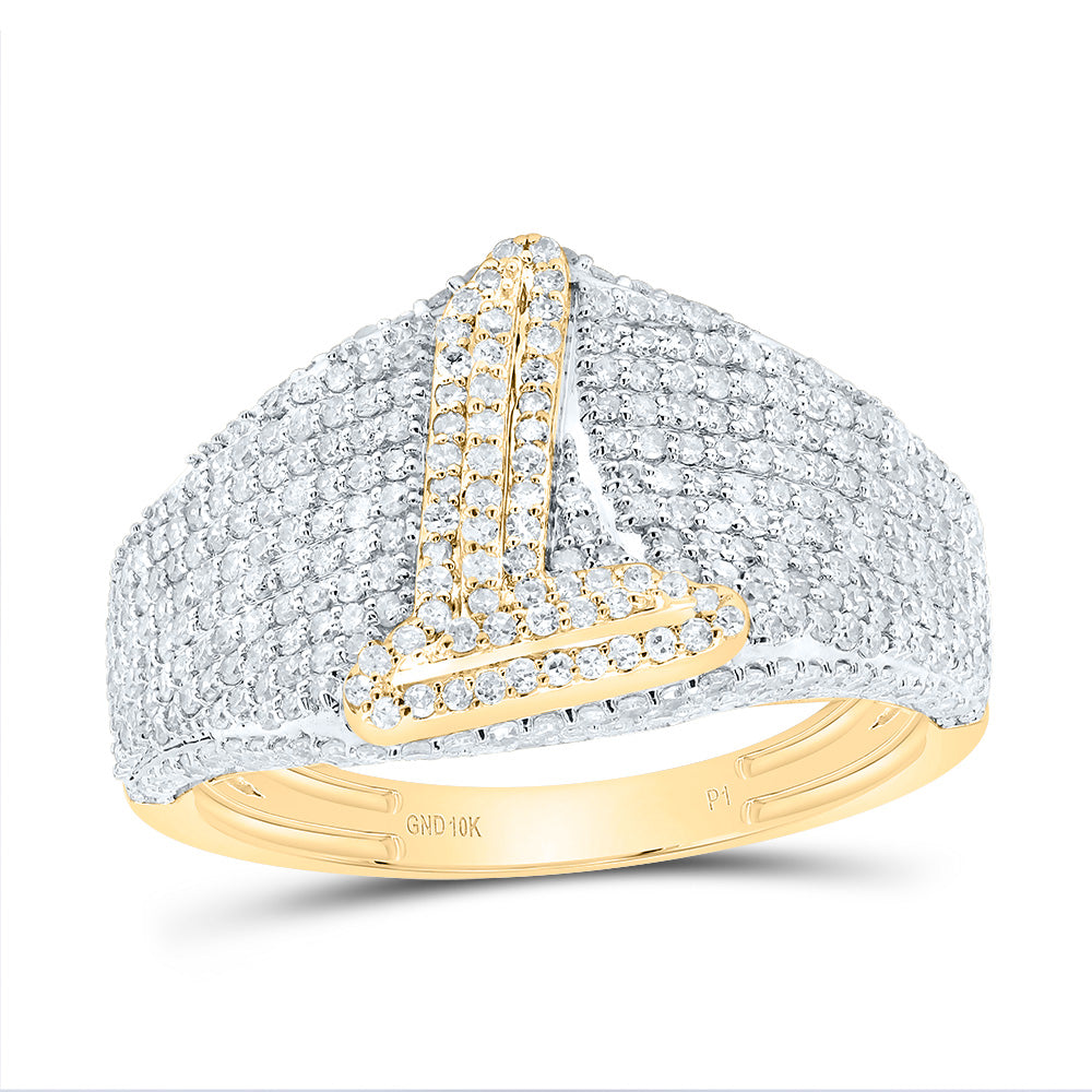10kt Yellow Gold Diamond Initial Men's Ring