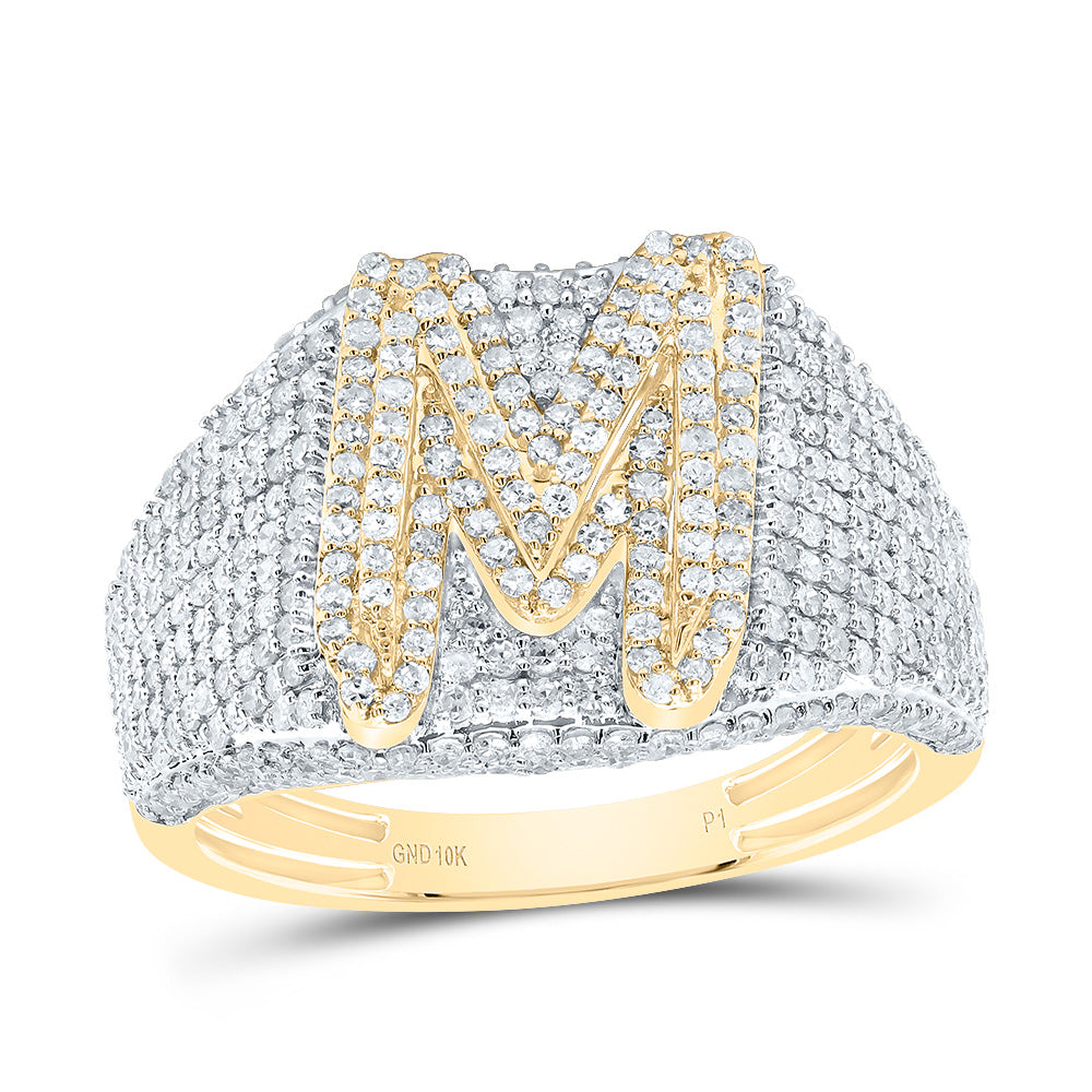 10kt Yellow Gold Diamond Initial Men's Ring