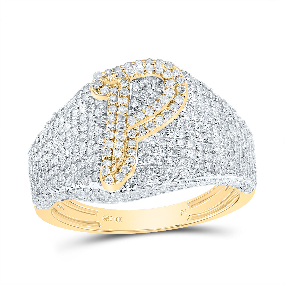 10kt Yellow Gold Diamond Initial Men's Ring