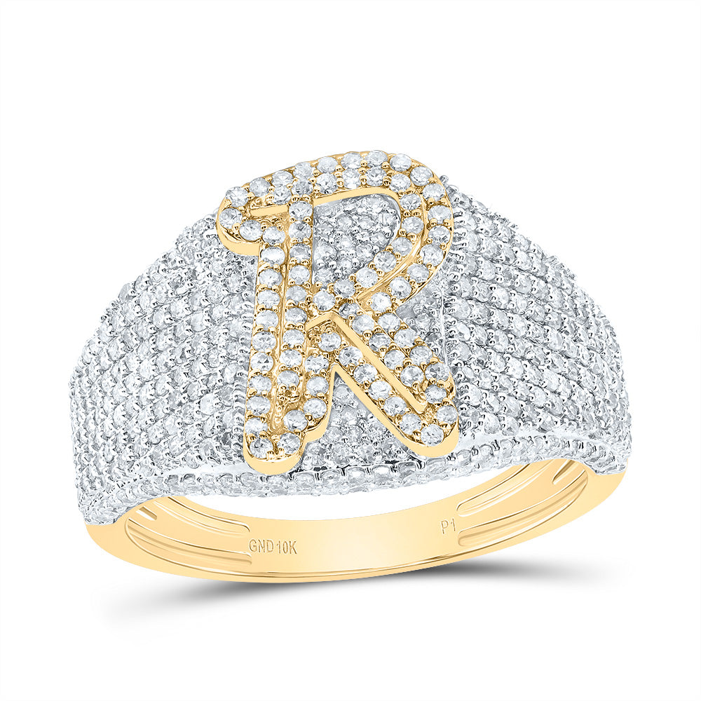 10kt Yellow Gold Diamond Initial Men's Ring