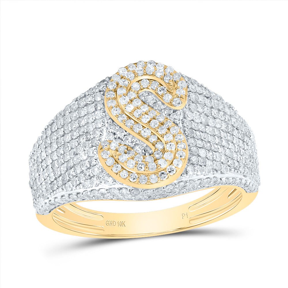 10kt Yellow Gold Diamond Initial Men's Ring